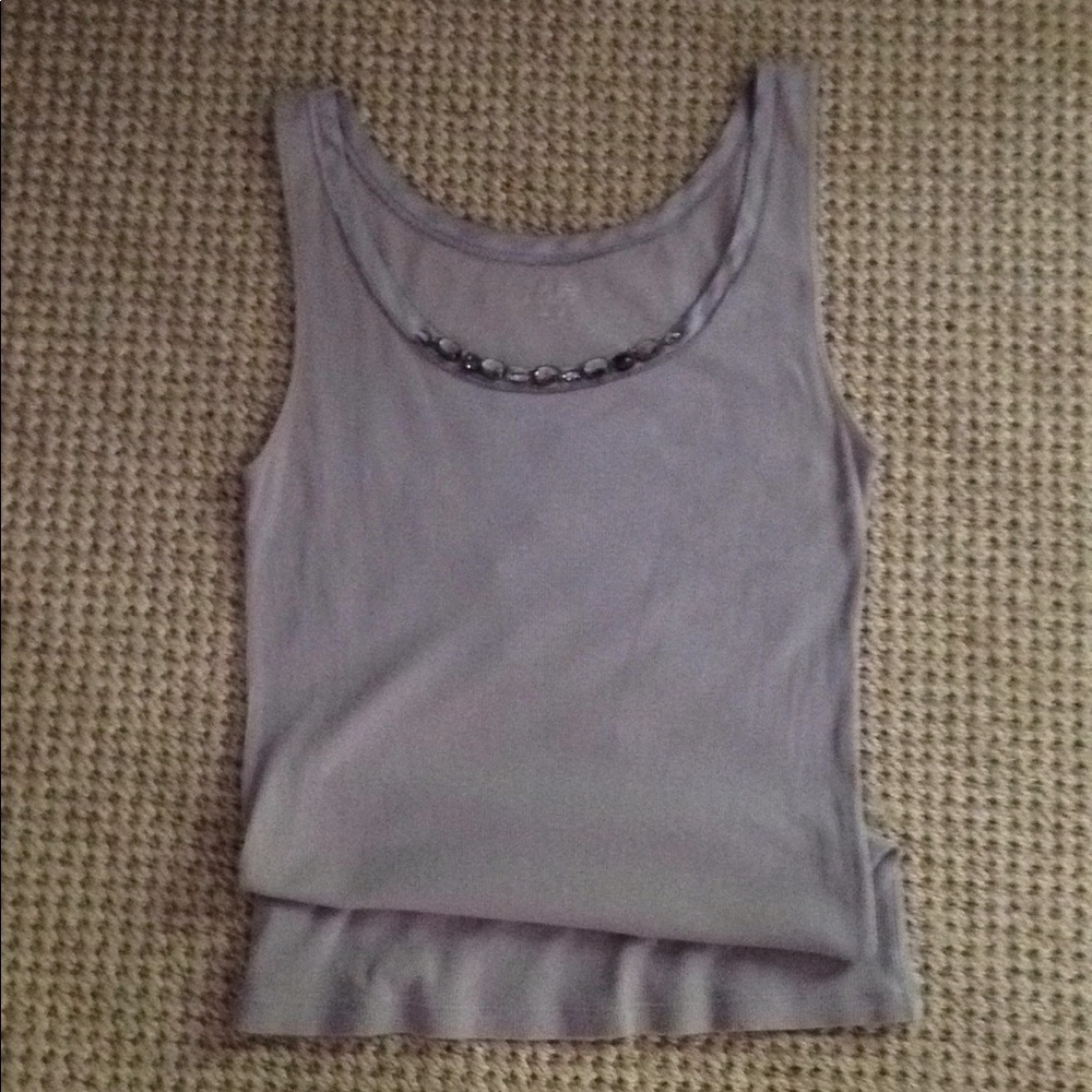 LOFT bead gray tank top